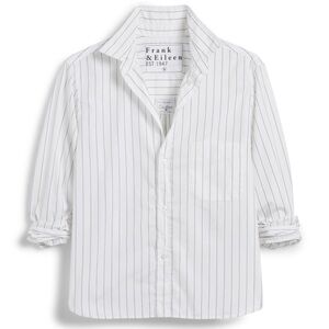 Frank & Eileen Silvio Untuckable Button-Up Shirt White pinstripe Sz L